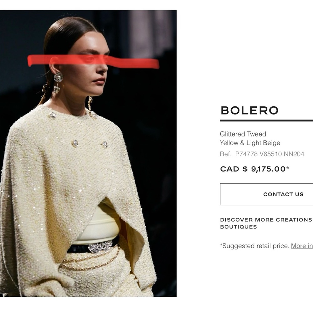 Chanel SS 22 Tweed x Sequins Yellow Bolero (Cape) Sz FR 38 or Medium MSRP $7K>